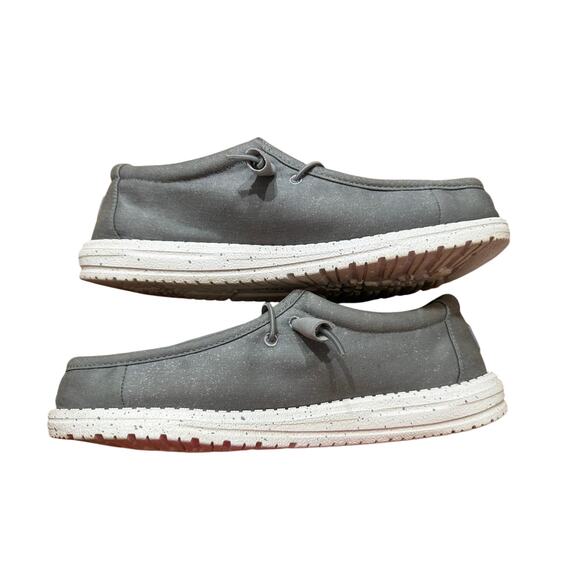 Hey Dude Wally Canvas Light Grey Men's Size 9 Wide Slip On Shoes - Picture 5 of 8